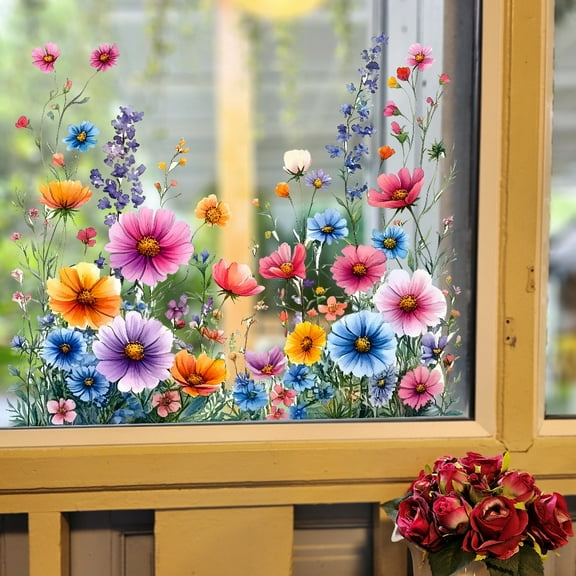 Fzsteel Wall Stickers Self-Adhesive PVC Floral Design Peel and Stick Removable Home Decor 38x45cm Fade-Resistant Damage-Free Easy Installation