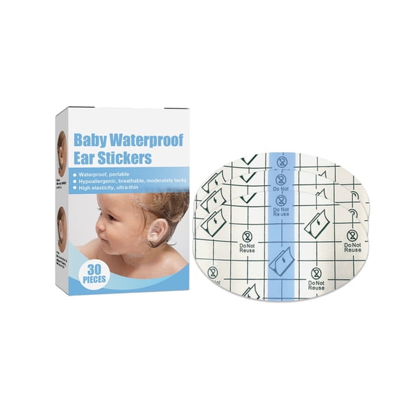 Fzsteel Waterproof Ear Stickers for Swimming and Bathing – Soft, Breathable, Disposable 30 Pack, Keeps Ears Dry
