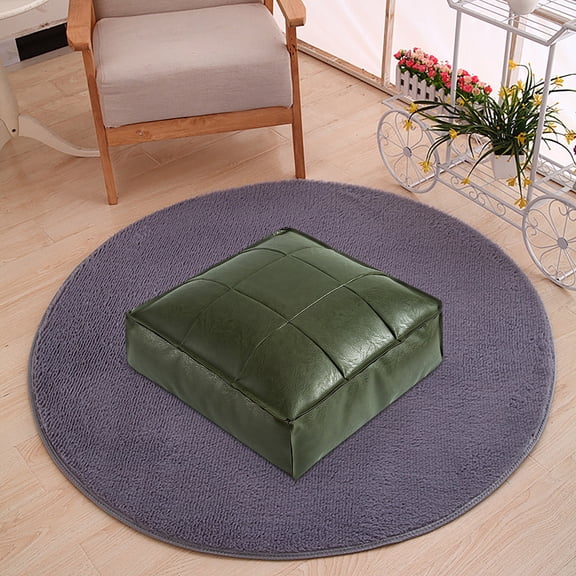 Fzsteel Waterproof Faux Leather Ottoman with Grid Pattern – for Indoor and Outdoor Use, Comfortable Seating and Storage Solution, 15.7 Inch
