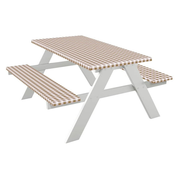 Fzsteel Waterproof Table Cover Set 3-Piece Elastic Vinyl with Flannel Back for Outdoor Tables 30x72 Inch and Chairs 12x72 Inch Stain-Resistant for Picnic Garden Party Use