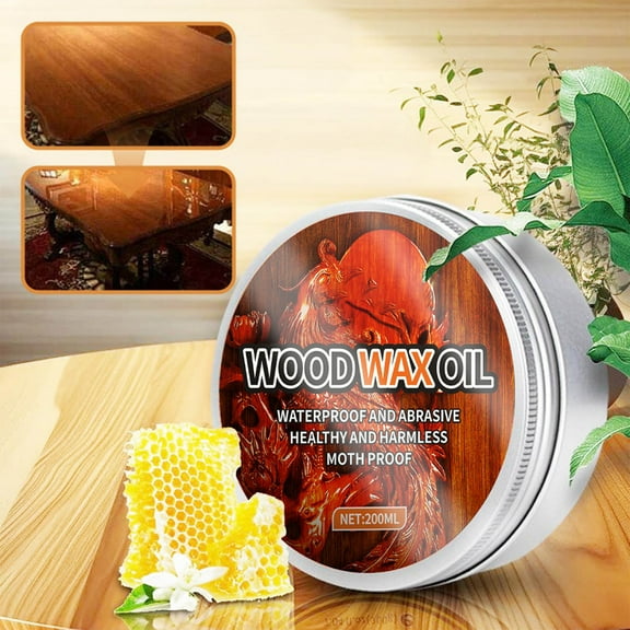 Fzsteel Wood Wax Oil for Wooden Furniture Restoration - 200ml Waterproof Anticorrosive Beeswax-Enriched Formula, Quick-Drying Floor Refinishing & Revitalizing Without Sanding