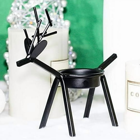 Fzsteel Wrought Iron Deer Candle Holder Christmas Decoration, 92g Lightweight Durable 14x13.5x5.5cm for Home Gift