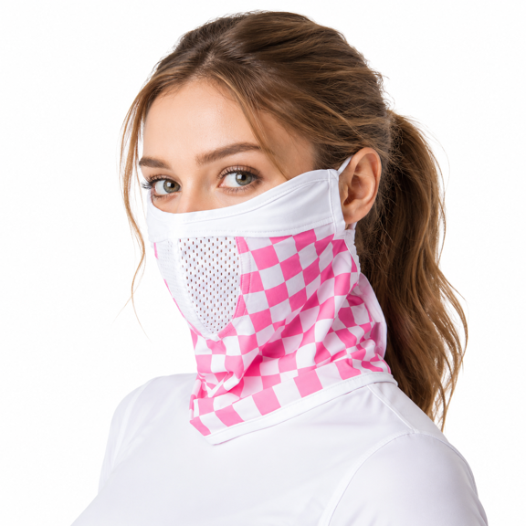 G-2 Chess Pink Medium Uv Sun Protection Balaclava Half Face Mask for Outdoor Sports