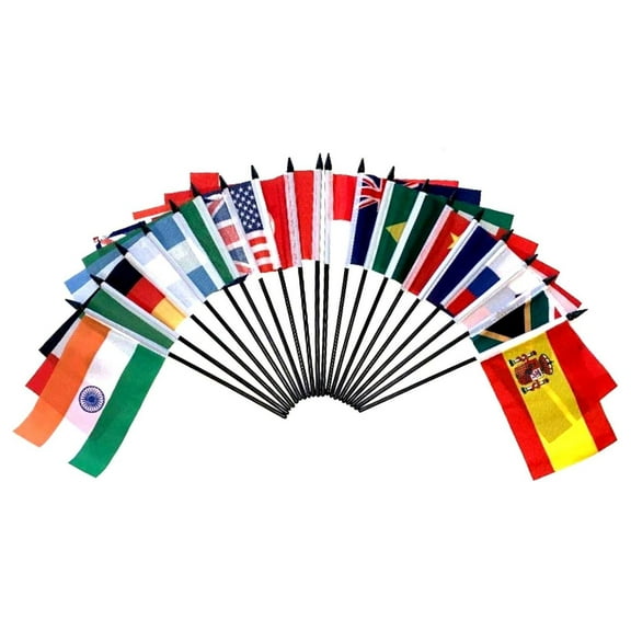 G-20 (Group of 20) WORLD FLAG SET--20 Polyester 4"x6" Flags, One Flag for Each Country in the G-20, 4x6 Miniature Desk & Table Flags, Small Mini Stick Flags