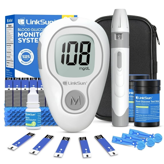 G-425-3 Glucose Monitor Kit, Blood Sugar Monitor with 100 Test Strips &100 Lancets for Diabetes Testing, High Accuracy Blood Glucose Meter with Auto Eject, No Coding & Large LCD for Seniors