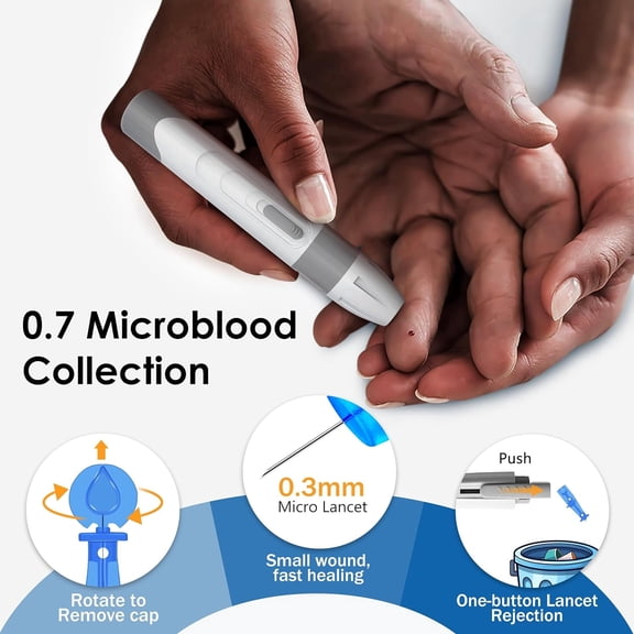 100 Blood Glucose Test Strips & 100 Lancets Kit, Compatible with G-426, G-427B Glucose Monitor, Accurate Diabetes Testing Supplies, Diabetic Blood Test Strips (No Meter Included)