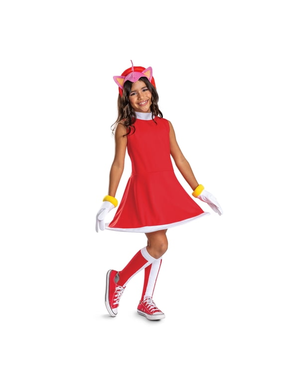 Sega Sonic The Hedgehog Amy Rose Halloween Costume for Children, Girls Size S (6/6X), by Disguise