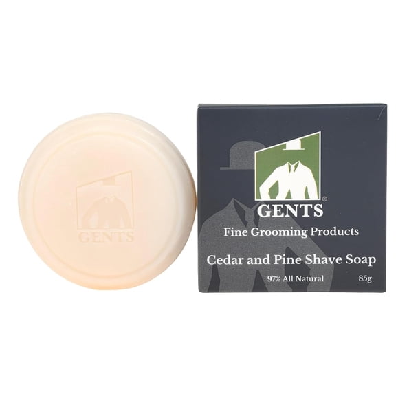 GENTS Mens Shave Soap 97% All Natural, Cedar & Pine Scent, Rich Lather Wet Shaving Soap, Traditional Shave Soap Puck, 3 oz
