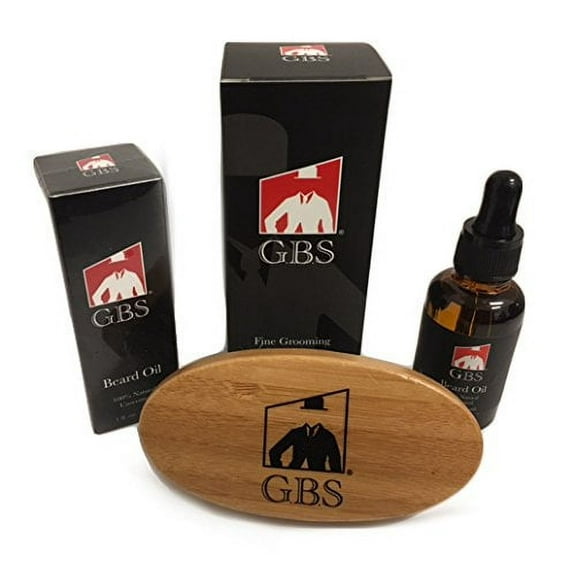 G.B.S Advance Conditioning Beard Kit - Wooden Handle Boar Bristle Beard Brush & Unscented Conditioning Beard Oil 1 oz Beard Growth Tame Style Anti Dandruff Beard Oil