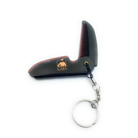 G.B.S Handmade Saw-Cut Men's Beard Mustache Folding Pocket Comb with Key chain - Beard & Mustache Folding Comb Travel Comb