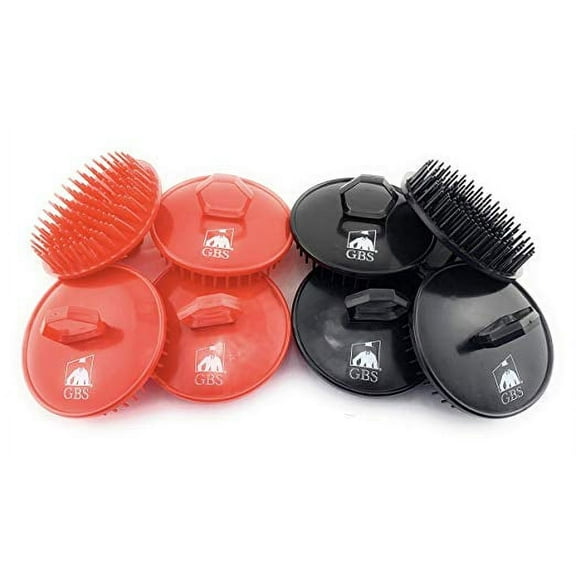 G.B.S Stylish Easy to Hold Hair Scalp Shampoo Brush Scrubber Helps to Remove Dandruff, Promotes Hair Growth Head Massager Brush for Home, Office, Travel, Gym Pack of 8 (4 Black, 4 Red)