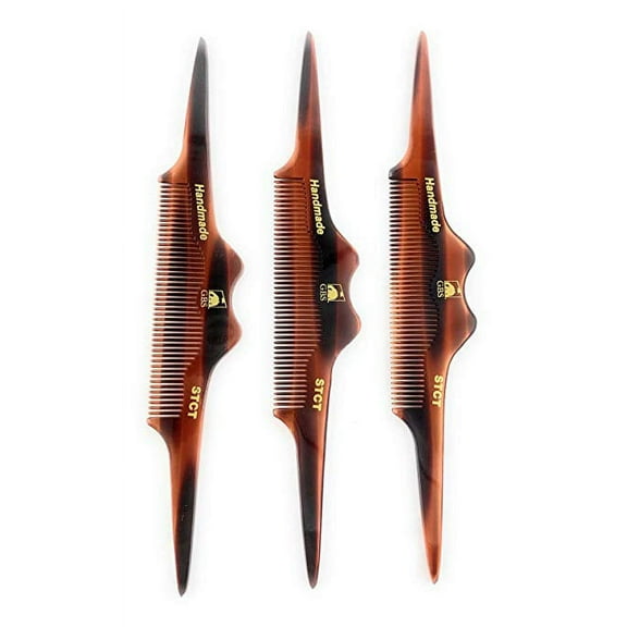 G.B.S Stylish Handmade Hair Comb- Cellulose Acetate, Tortoise Shell Anti-Static - Pack of 3