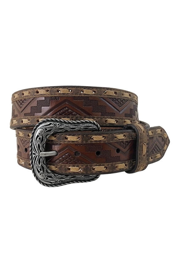 Western Belt Mens Aztec Embossed Rough Out 46 Brown 9567500
