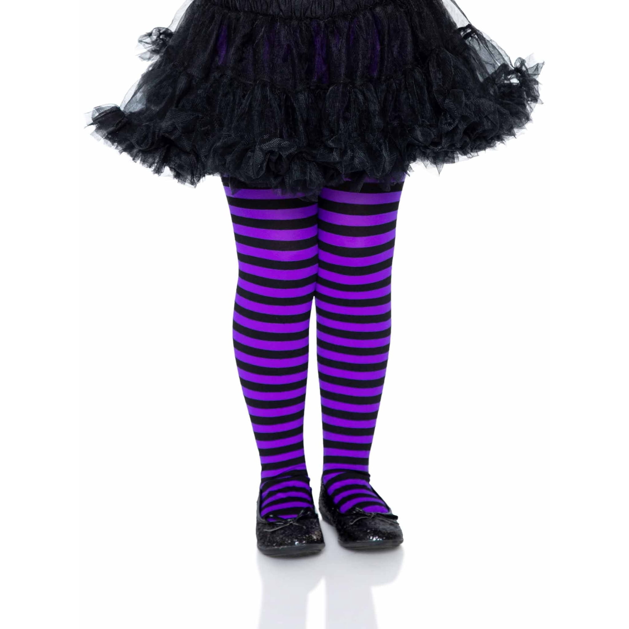 Striped Tights Costume Accessory for Children, Black and Purple, M (7/8), Halloween by Way To Celebrate