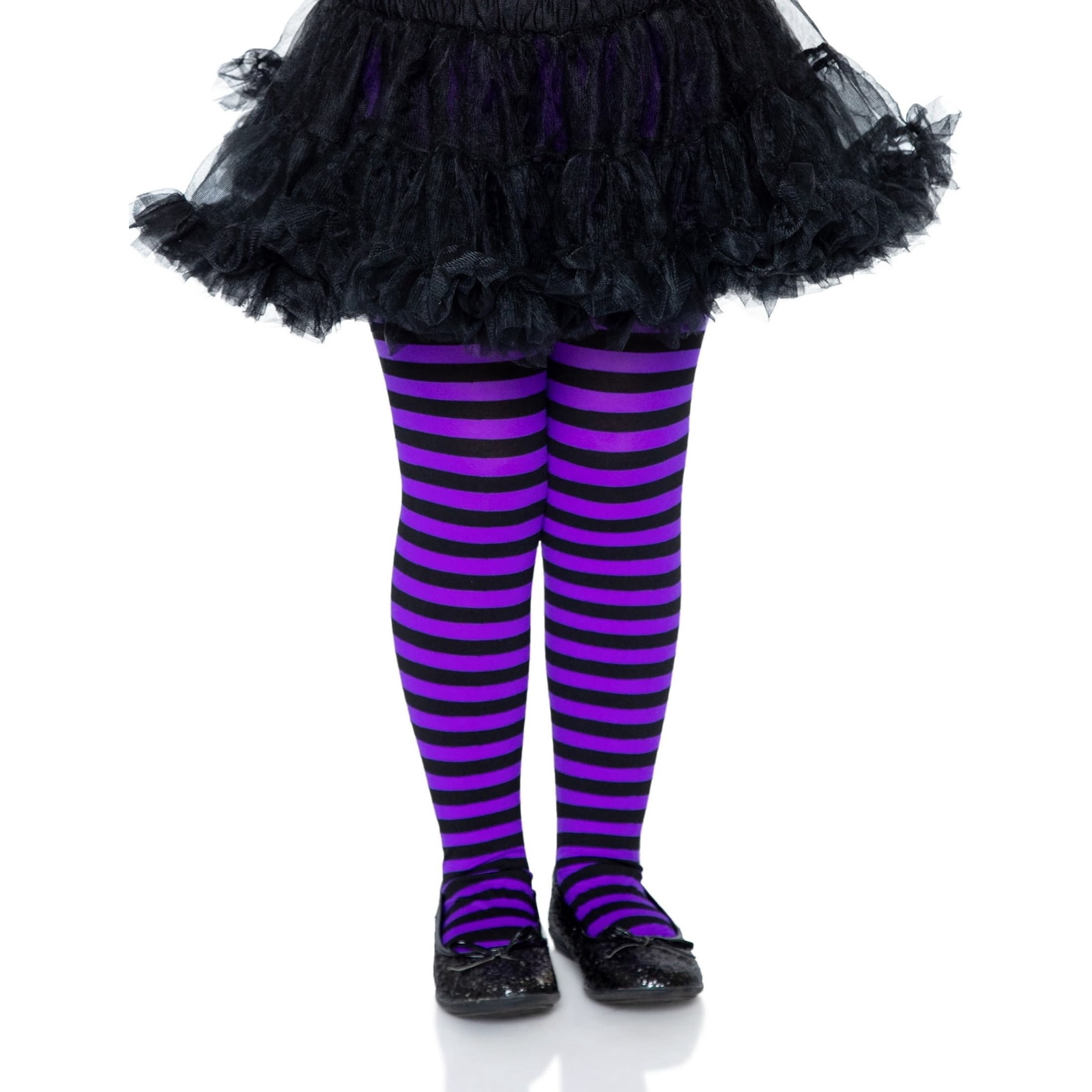 Striped Tights Costume Accessory for Children, Black and Purple, S (6/6X), Halloween by Way To Celebrate