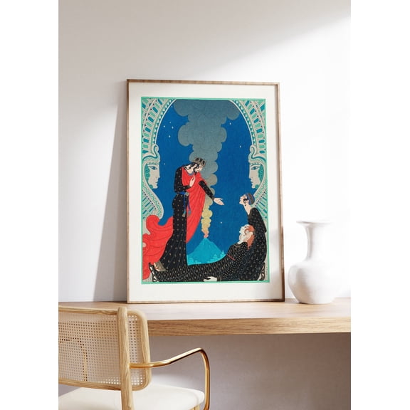 G Barbier Romantic Couple Mythical Art Deco Poster, Unframed Size 8x12