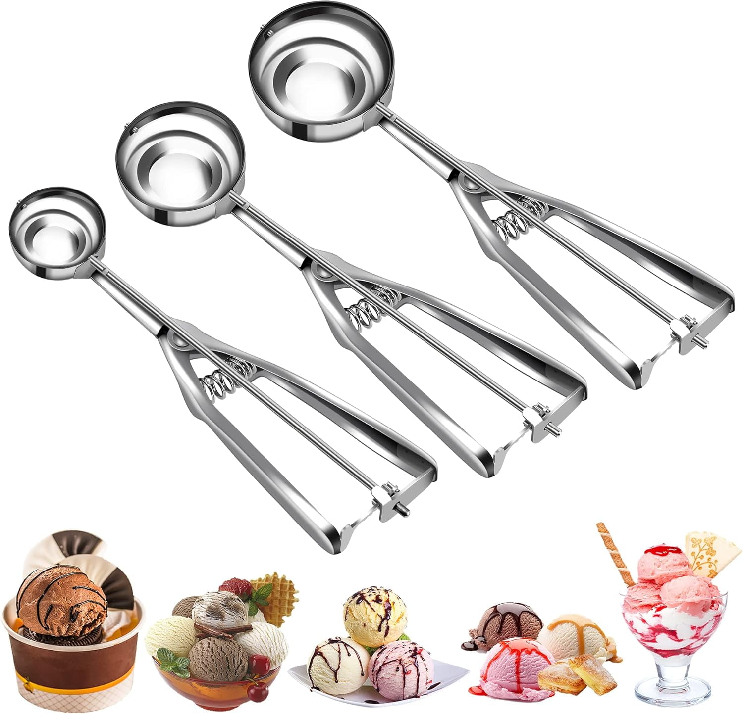G Best US Cookie Scoop Set, Ice Cream Scoop Set with Multiple Size Triggers Small, Medium and