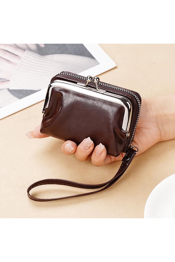 G Brown Ladies Coin Purse With Snap Closure Zipper Pouch Bag Womens Compact Wallet Small Purse For Cash Cards And Personal Items Functional Pouch