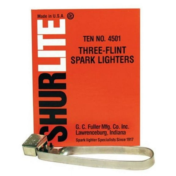 Shurlite Spark Lighter, Three-Flint Lighter with Attached Flints