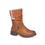 G.C. SHOES Womens Brown Sherpa Slip Resistant Buckle Accent Round Toe Snow Boots 7