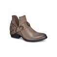 thumbnail image 1 of G.C. SHOES Womens Taupe Brown Cushioned Buckle Accent Elisa Block Heel Slip On Booties 10, 1 of 4