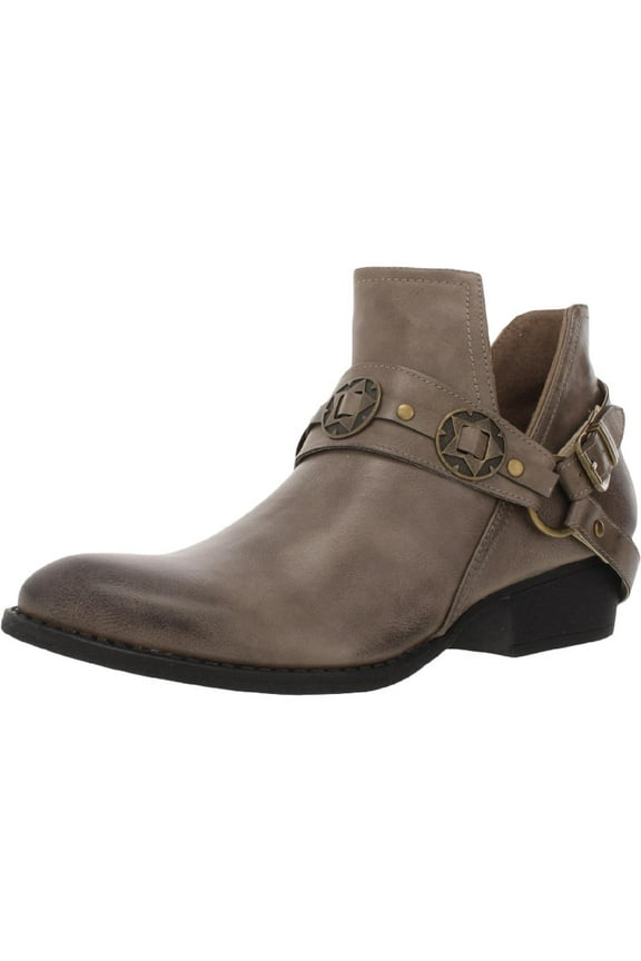 G.C. Shoes Womens Elisa Faux Leather Slip On Ankle Boots Taupe 6.5 Medium (B,M)