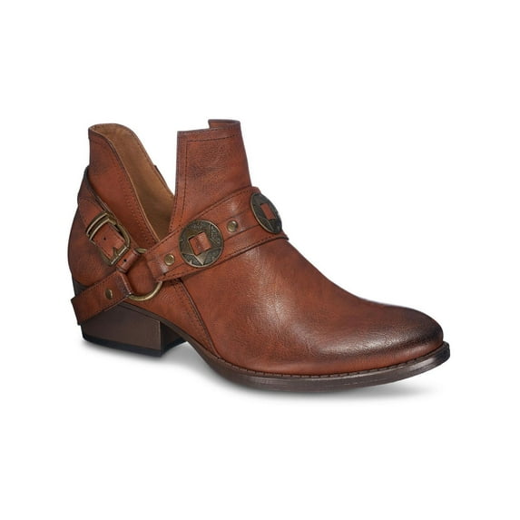 G.C. Shoes Womens Elisa Faux Leather Slip On Ankle Boots