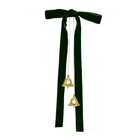 G Chic Velvet Bow With Bell Details Christmas Hanging Pendant For Tree Wreath Polyester Fabric Festive Touch