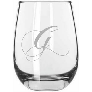 12 oz Monogram Initial Stainless Steel Wine Tumbler with Lid