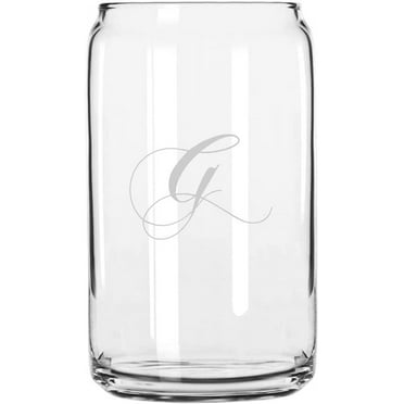 G Chopin Script Monogrammed Etched 16oz Libbey Can Glass