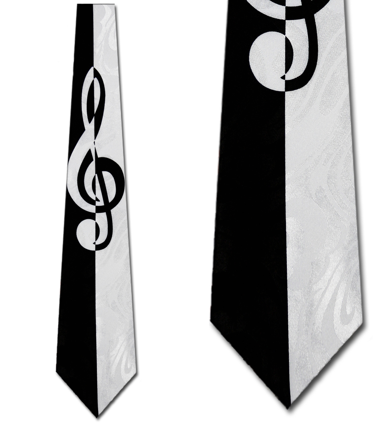 G Clef Black and White Necktie Mens Tie by Steven - image 1 of 3