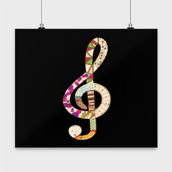 G-Clef Music Poster Wall Art - 13x13in Black Print for Musicians and Music Lovers