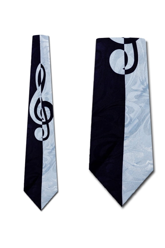 G Clef Navy and Light Blue Necktie Mens Tie by Ste