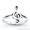 thumbnail image 1 of G-Cleft Musical Symbol Charm Stackable Right-Hand Ring in Oxidized .925 Sterling Silver, 1 of 1