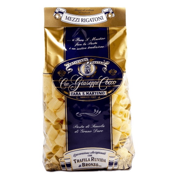 G. Cocco Artisan Italian pasta Mezzi Rigatoni 500gr(17.6oz) - (PACKS OF 4)