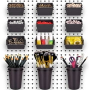 G.Core 12-Pack Pegboard Bins & Cups with Hooks, Plastic Peg Board Accessories for Organizing Tools