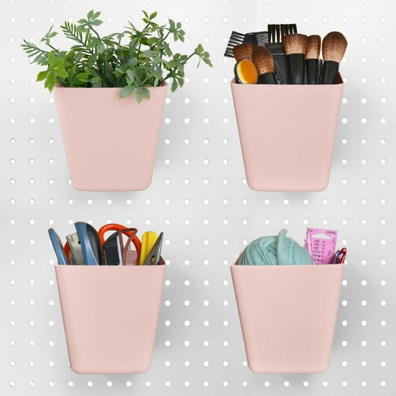 G.Core 4-Pack Large Pegboard Cups with Hooks, Peg Board Accessories for Craft Room, Pink