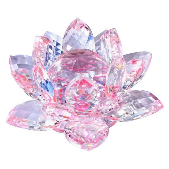 G Crystal Lotus Flower Figurine Valentine Wedding Decor Glass Craft Collection Paperweight Table Ornaments Souvenir Gift