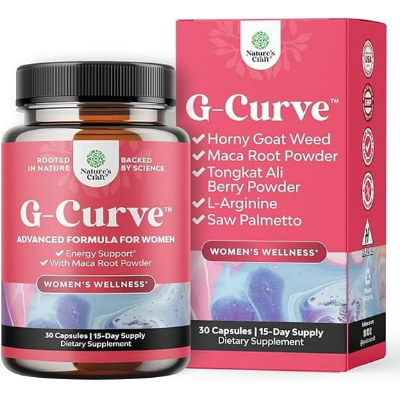 Natures Craft G-Curve Horny Goat Weed with Maca Root for Women, Energy Support Supplement, 30 Count