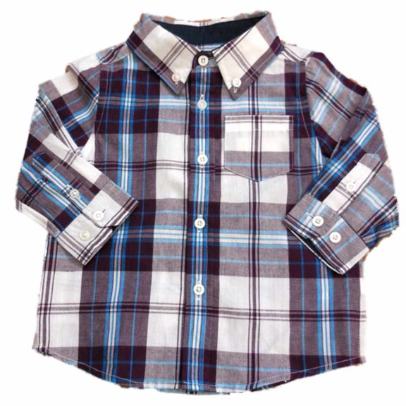 G-Cutee Infant Boys Purple Plaid Button Up Shirt 12-18m