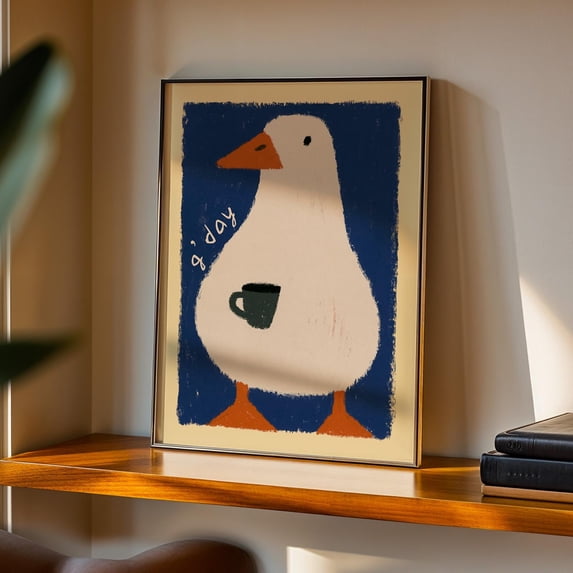 G'Day Goose Coffee Print Funny Goose Wall Art, Duck Coffee Poster, Cute ...