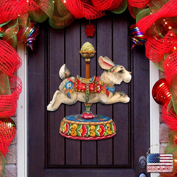 G.DeBrekht 8114042H Carousel Horse Bunny Christmas Door Hanger
