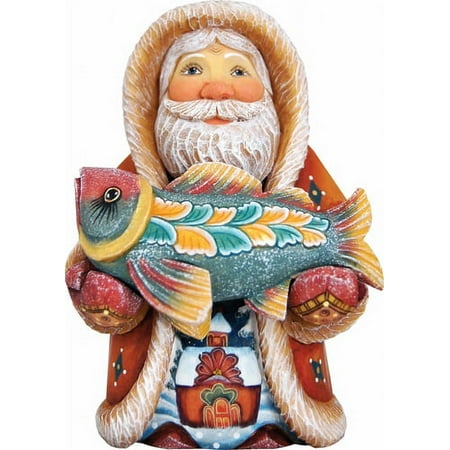 G.Debrekht 515202 Derevo Collection Native Santa with Fish 5 in.