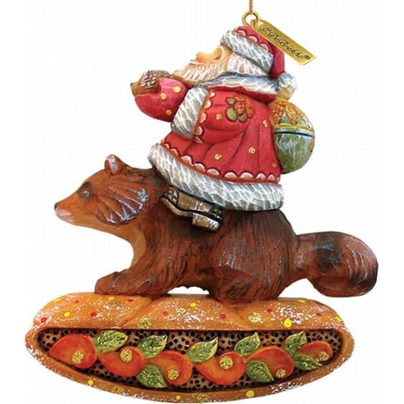 G.Debrekht 63132 General Holiday Santa On Raccoon Ornament 4 in.