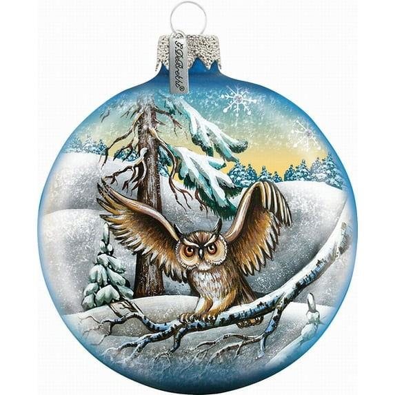 G.Debrekht 73413 Holiday Splendor Glass Owl Ball 3.5 in. - Glass Ornament