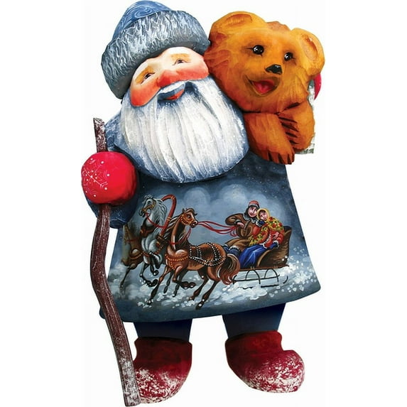 G.Debrekht 821445 Woodcarving Ode For The Holidays 7 in. - Woodcarved Santa