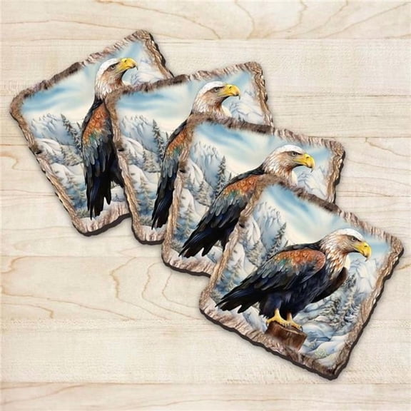 G. Debrekht 95399C-S4 Bald Eagle Wooden Cork Coasters Gift Set of 4 by Nature Wonders