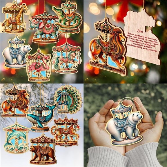 G. Debrekht 8610104-S12 Carousel Animals Christmas Ornaments Set of 12 by G. DeBrekht