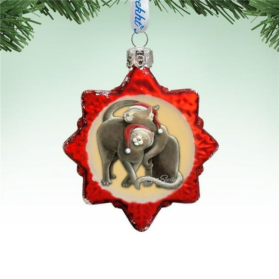 G. Debrekht 779213-2068 Christmas Cuddling Kitties Mercury Glass Ornament by Laura Seeley - Pets Dog and Cats Decor
