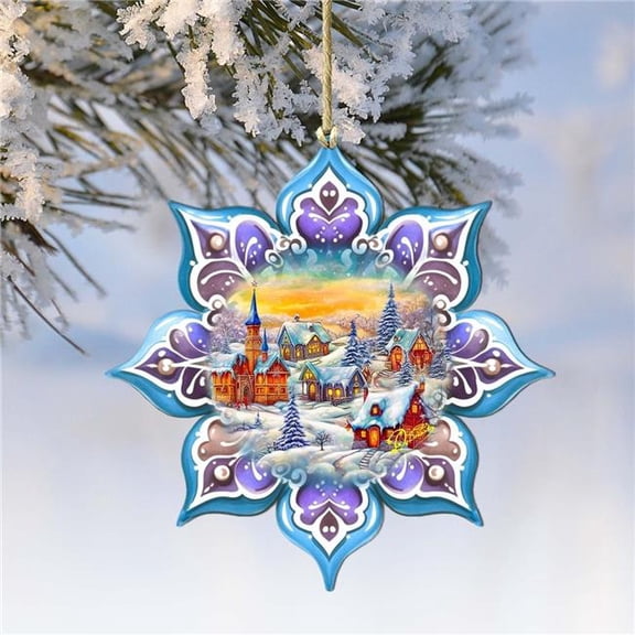 G. Debrekht 8688417-S2 Christmas Village Snowflake Wooden Ornaments Set of 2 by G. Debrekht - Christmas Decor